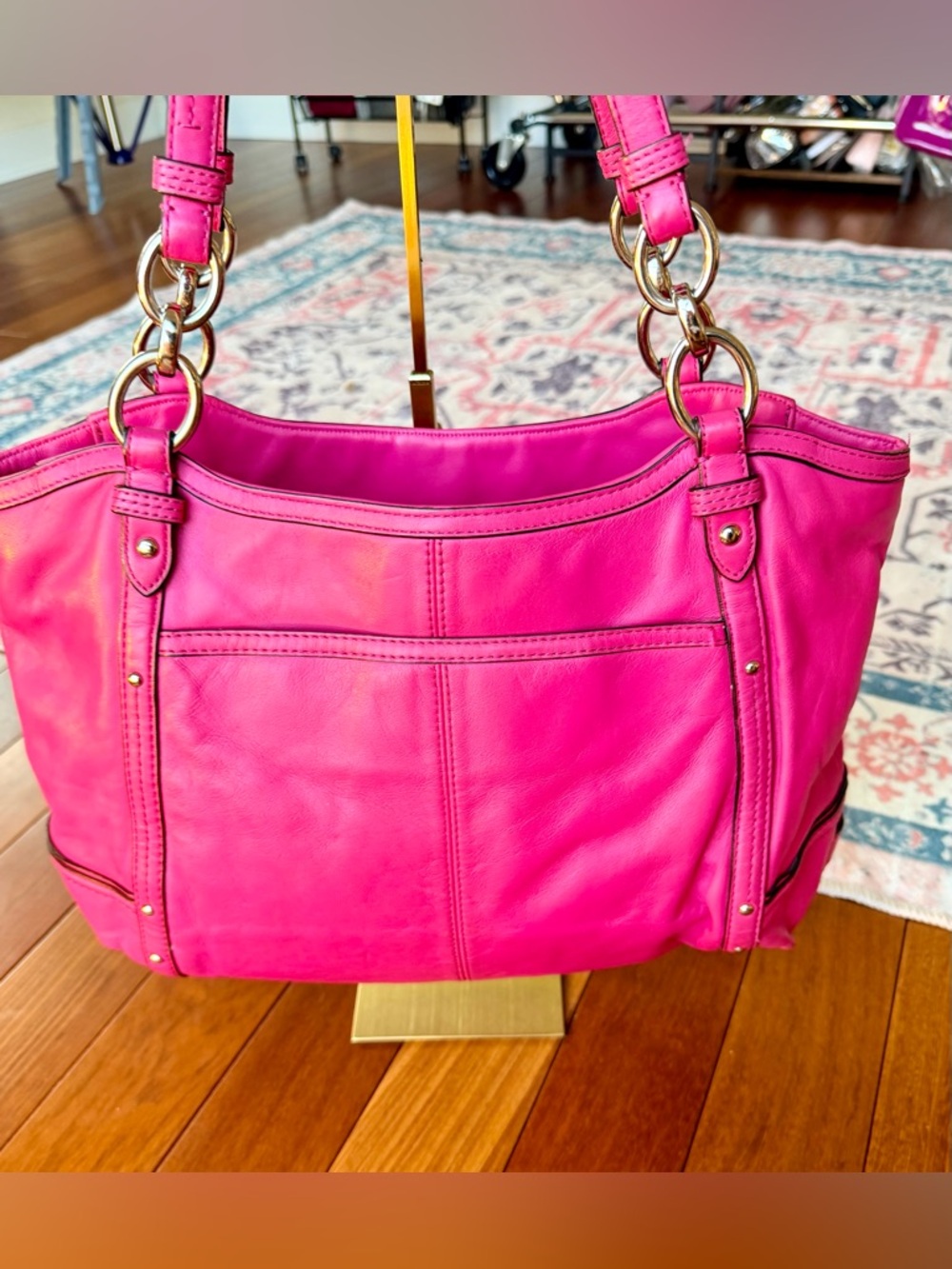 Coach Alexandra Hot Pink Leather Tote Shoulder Bag. - Picture 2 of 14